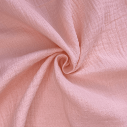 Ткань Муслин Жатый, цвет Нежно-Розовый (на отрез)  в Железногорске